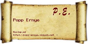 Popp Ernye névjegykártya